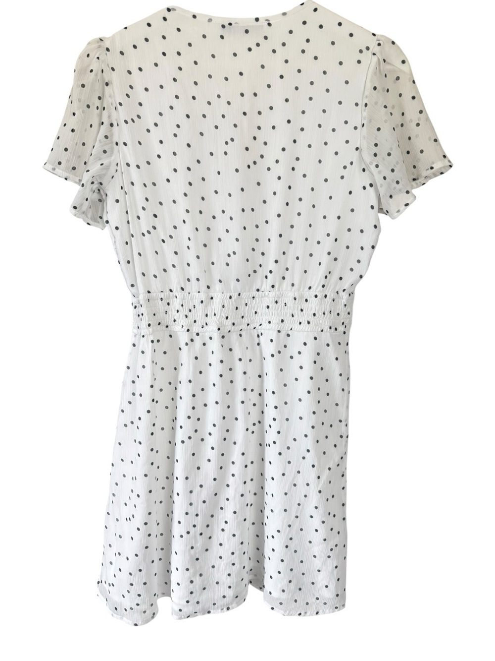 Abercrombie & Fitch White Polka Dot Flutter Sleeve Mini Dress Size | small - Picture 2 of 4